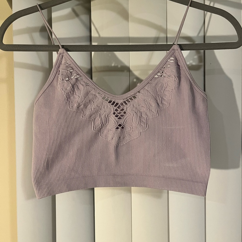 Lavender Lace Trim Crop Top